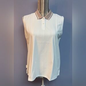 NWT Women's Sleeveless adidas Polo Tank with Contrast Collar - White M